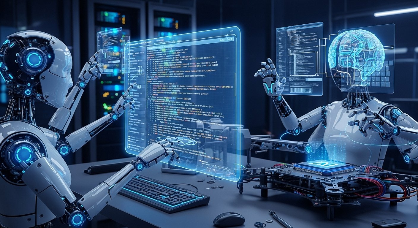 Read more about the article Robots Can Now Program Each Other’s Brains Using AI,  Scientists Reveal ( With Robots Programming Robots, The Zero_Human Code Revolution Audio Overview & Quiz)