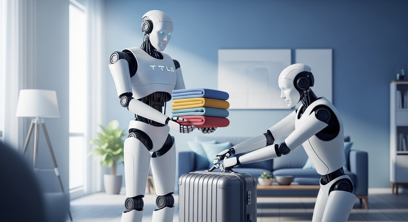 Read more about the article Tesla Optimus Humanoid Robot New Viral Demo: Folding Laundry, Walking Smoothly, and Packing Luggage (With Humanoid Hype To Household Reality Audio Overview & Quiz)